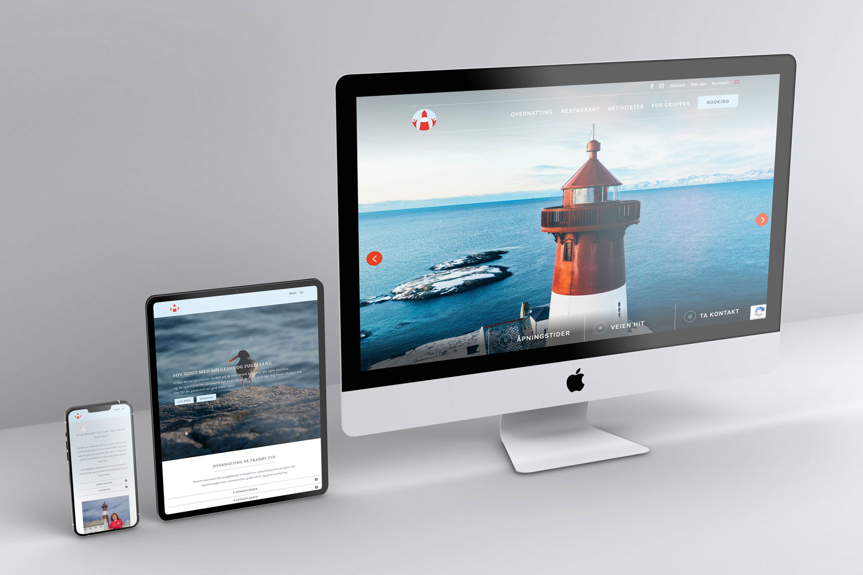 Forskjellige skjermer som viser en nettside
